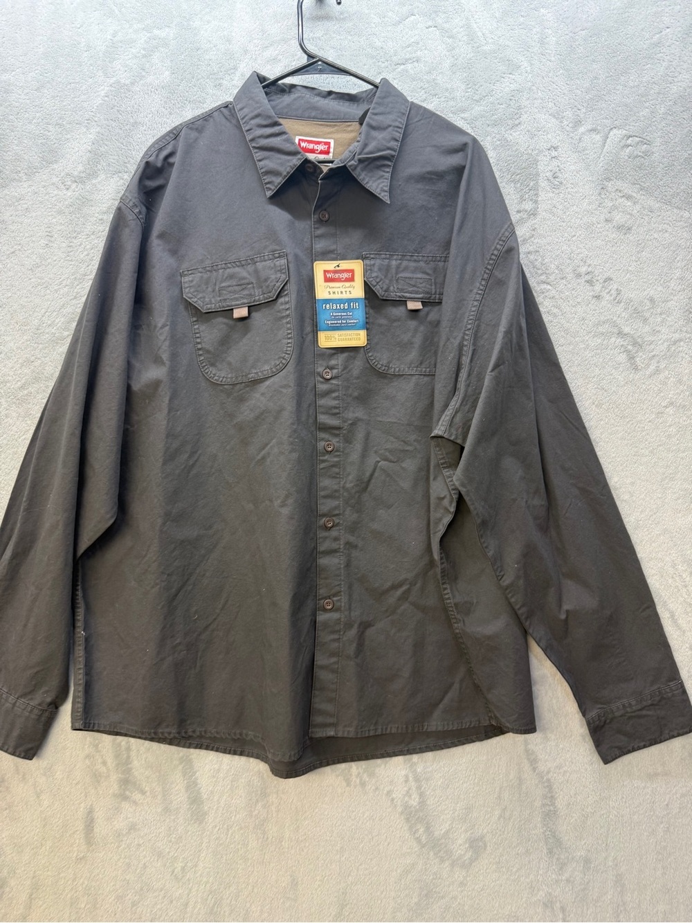 Wrangler Dark Gray Relaxed Fit Shirt Size 3XL